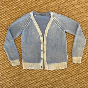 Bonpoint Light Blue and Cream Cardigan (6)
